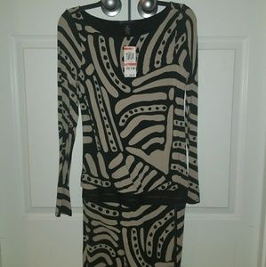 I.N.C Black and Tan Zebra Print Dress